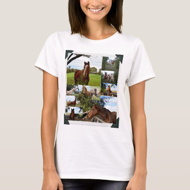 Camiseta Cavalos Numa Colagem Fotográfica Incriminada, (Frente)