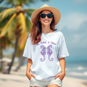 Camiseta Cavalos-Pescadores Core-Havaí-Roxo Tropical