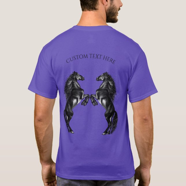 Camiseta Cavalos Selvagens Erguidos com Texto Pers (Verso)