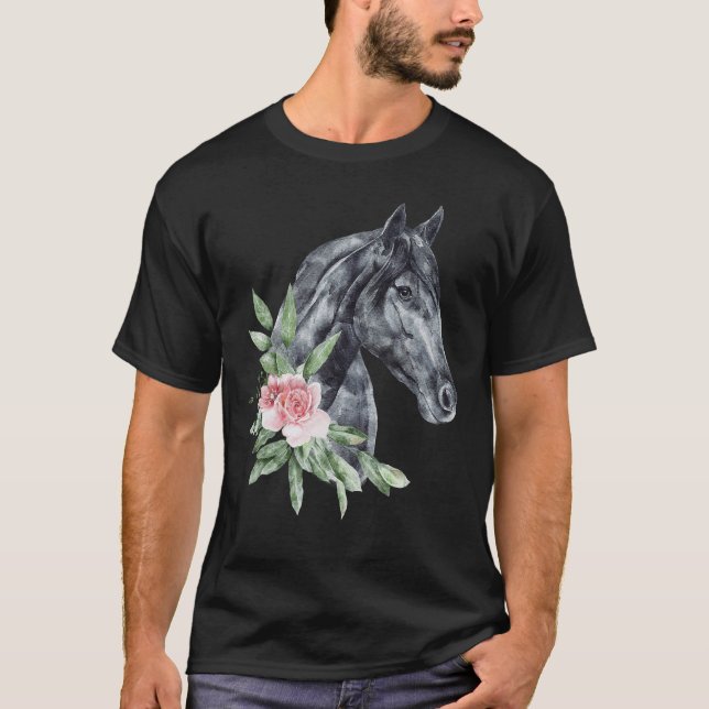 Camiseta Cavalos Selvagens Florais Mustangs Espírito Animal (Frente)