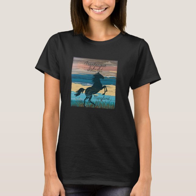 Camiseta Cavalos Selvagens MD da Ilha de Assateague Cavalos (Frente)