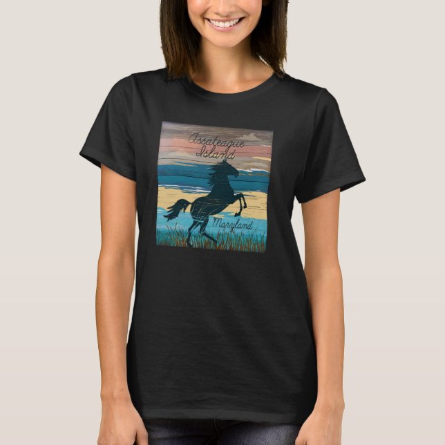 Camiseta Cavalos Selvagens MD da Ilha de Assateague Cavalos (Frente)