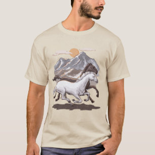 Camiseta Cavalos Selvagens Montanha Sunset