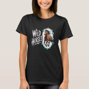 Camiseta Cavalos Selvagens Ocidental Boho Arame Farpado Tur