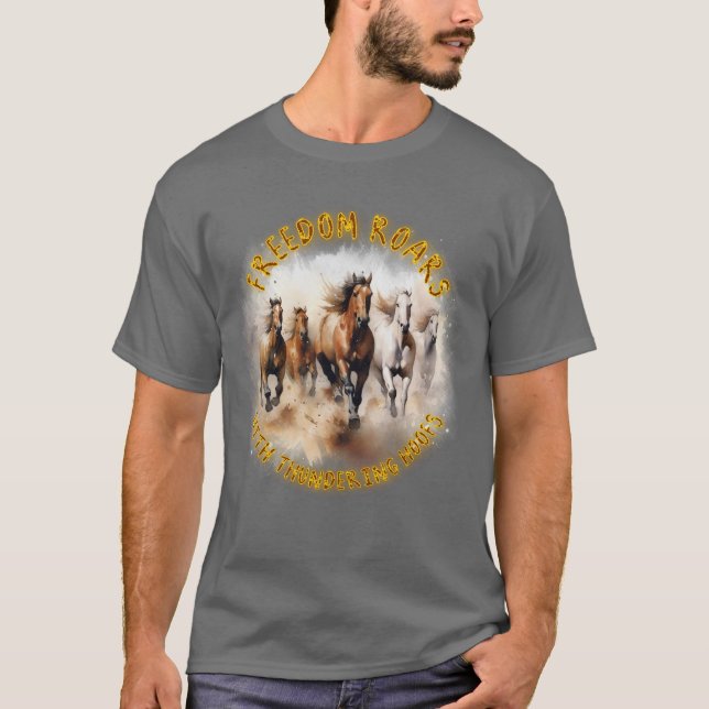 Camiseta Cavalos Selvagens, Roupas Branqueadoras: A Liberda (Frente)