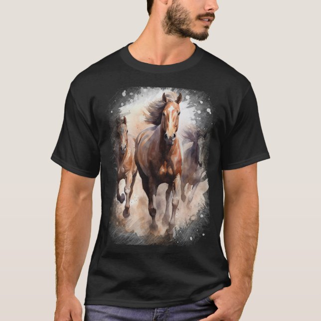 Camiseta Cavalos Selvagens Trovejando Cascos (Frente)