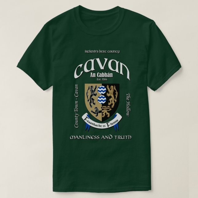 Camiseta Cavan Ireland Crest Casaco de Arms (Frente do Design)