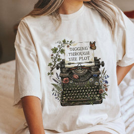 Camiseta Cavando Através da Máquina de Escrever Floral Artí
