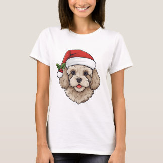 Camiseta Cavapoo Cavoodle de Natal - creme