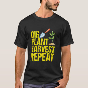 Camiseta Cavar Plantar Colher Repetir Divertido Jardinagem