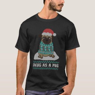 Camiseta Cave Como Um Pug Natal Xmas Feio Doce Engraçado