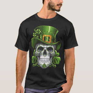 Camiseta Caveira Açucarada Dia de São Patrício Trevo