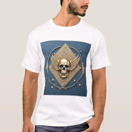 Camiseta ☠️ Caveira Alada Dourada Presente Gótico Para Moto