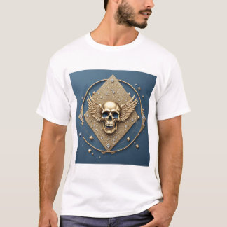 Camiseta ☠️ Caveira Alada Dourada Presente Gótico Para Moto