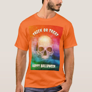 Camiseta Caveira assustadora. Doce ou travessura. Dia das B