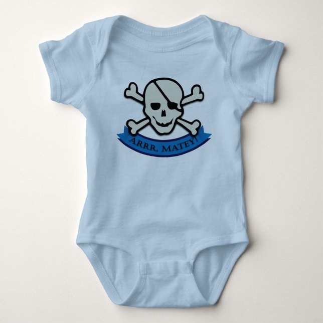 Camiseta Caveira - Azul Claro Bebê Jérsei Bonito (Frente)