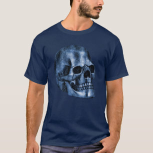 Camiseta Caveira Azul, Legal e Gótica Única no Halloween