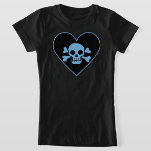 Camiseta Caveira Azul no Coração