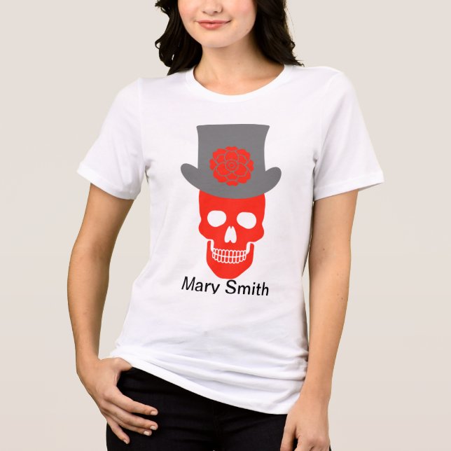 Camiseta Caveira, Chapéu e Flor (Frente)