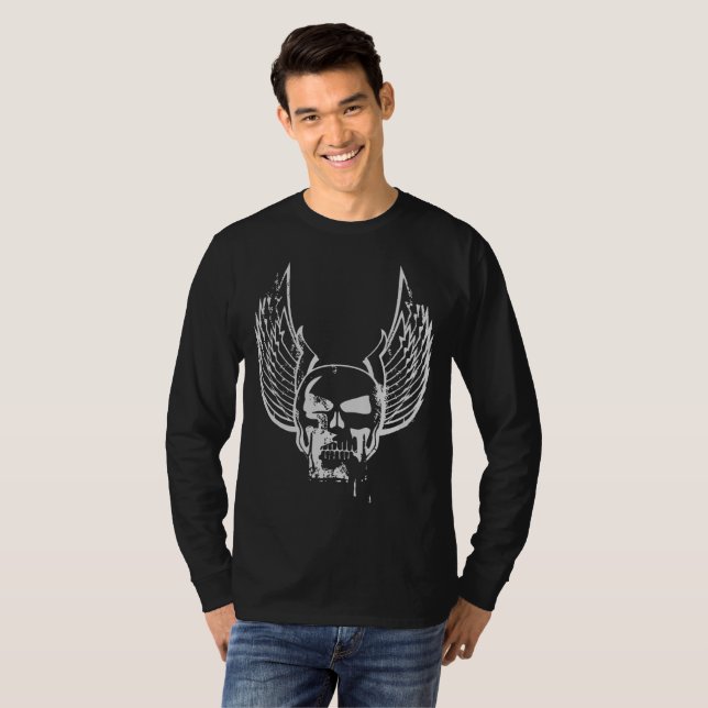 Camiseta Caveira com Asas Etéreas (Frente Completa)