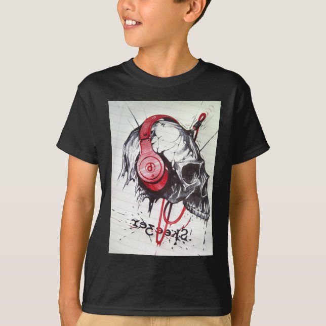 Camiseta Caveira com Fones de ouvido (Frente)