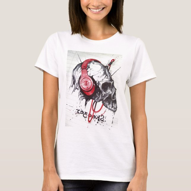 Camiseta Caveira com Fones de ouvido (Frente)