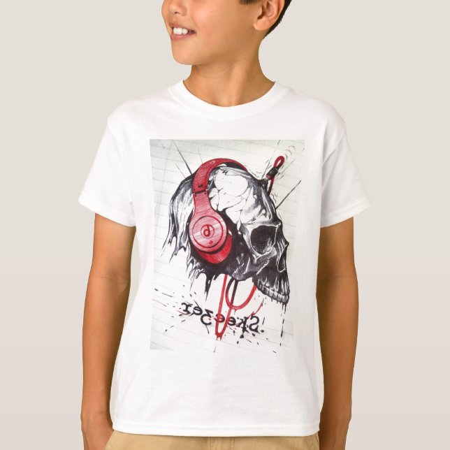 Camiseta Caveira com Fones de ouvido (Frente)