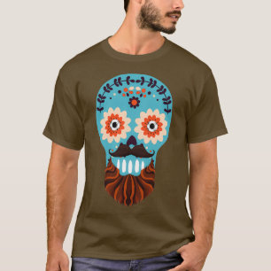 Camiseta Caveira Com Hipster De Halloween De Barba