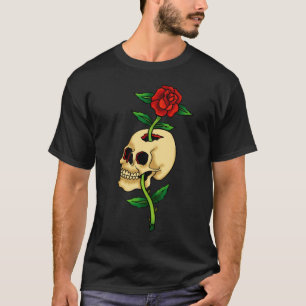 Camiseta Caveira com Rosa