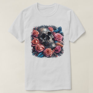 Camiseta Caveira com Rosas e Bluebird