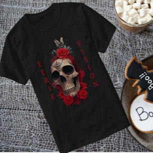 Camiseta Caveira com rosas vermelhas