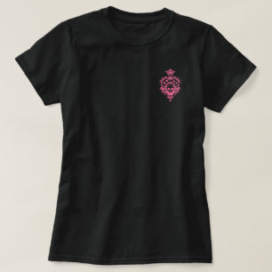 Camiseta Caveira Cor-De-Rosa E Cabos De Cartão Crest T-Shir