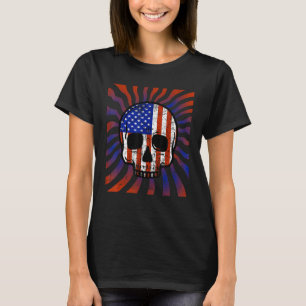 Camiseta Caveira da Bandeira dos EUA - Gráfica da Bandeira 