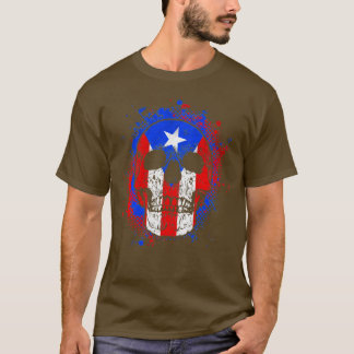 Camiseta Caveira de Bandeira de Porto Rico