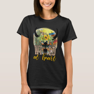 Camiseta Caveira De Bolo De Girassol De Retro Selvagem No C