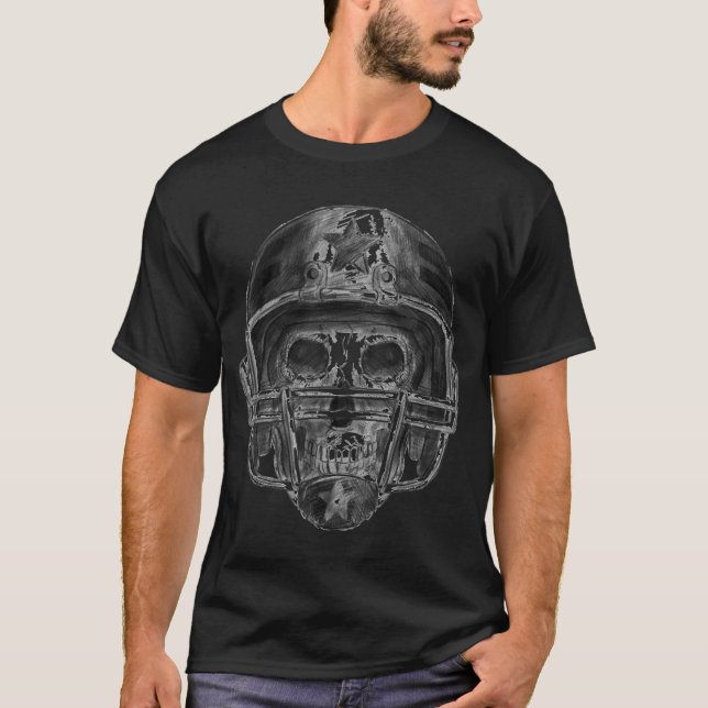 Camiseta Caveira de Futebol Dark Grunge – Design de Atleta  (Frente)