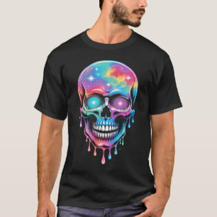 Camiseta Caveira de Galáxia Derretendo Estrelas Vibrantes