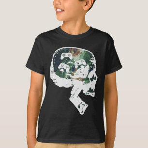Camiseta Caveira de Gamer Vídeo Engraçado Jogos Homens Meni