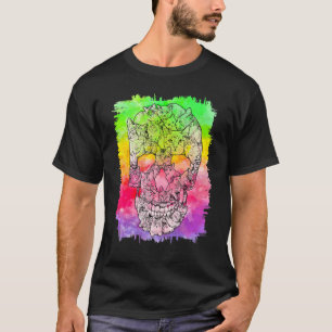 Camiseta Caveira de Gato Tie Dye Halloween