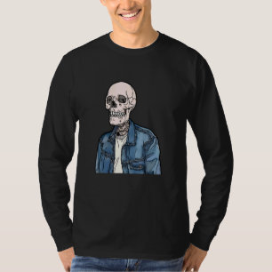 Camiseta Caveira de Jaqueta Denim