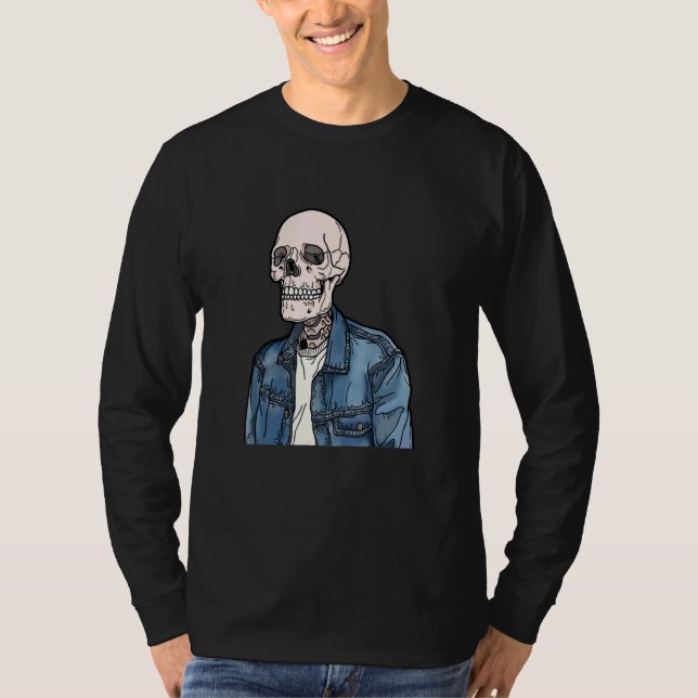 Camiseta Caveira de Jaqueta Denim (Frente)