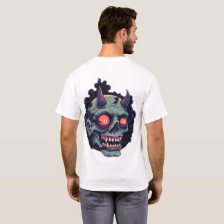 Camiseta Caveira de Monstro em Estilo de Quadrinhos Retrô