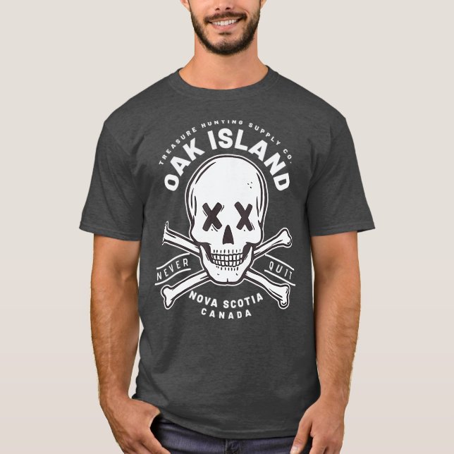 Camiseta Caveira De Oak Island Nunca Sai Do Tesouro Templár (Frente)
