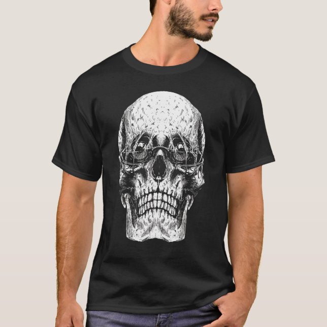 Camiseta Caveira De Óculos De Sol Goth Punk Grunge Horror C (Frente)