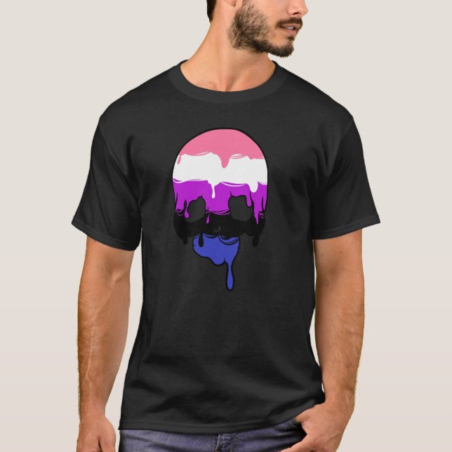 Camiseta Caveira de Orgulho de Genderfluido (Frente)
