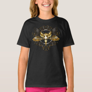 Camiseta Caveira de ouro sobre fundo preto