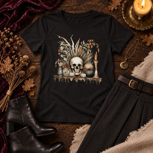 Camiseta Caveira de Outono Elegante – Estética Witchy de Ou