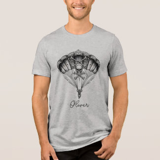 Camiseta Caveira de Paraquedista Gótico Parâquedas e Ossos
