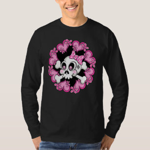 Camiseta Caveira de Pirata Princesa Arcos Fofo Corações, Es