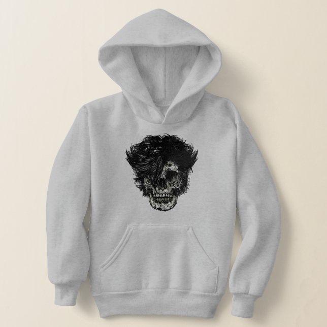 Camiseta Caveira de Rockstar com Cabelo Selvagem (Postura )